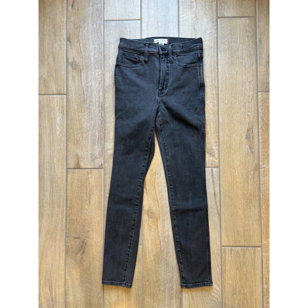 Madewell 10" High-Rise Skinny Jeans Women 27 Black Faded Stretch Denim - Picture 1 of 11